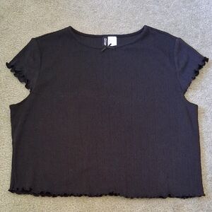 Black Ribboned Crop Top